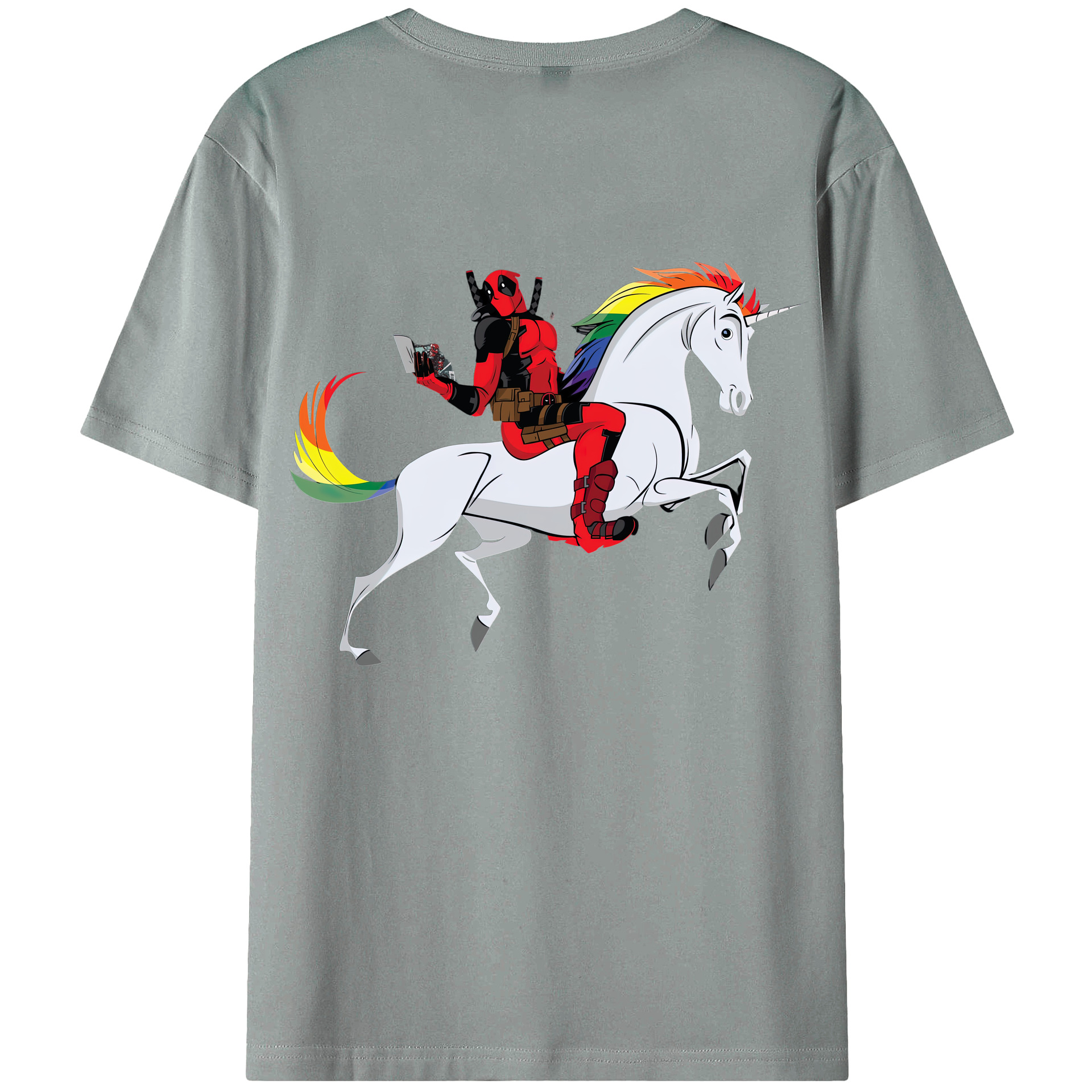 （画像用） Deadpool デッドプール 綿100％ メンズ半袖Tシャツ（バックプリント） 通気性